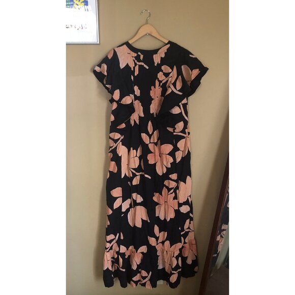Anthropologie Black and Peach Floral Maxi Dress - Picture 5 of 6